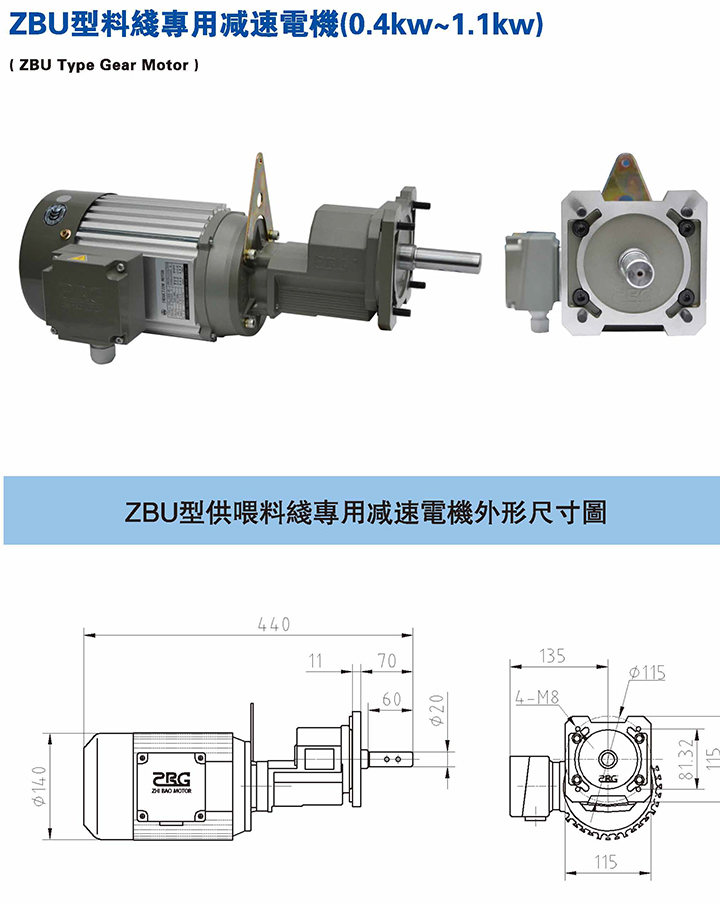 ZBU型料線專用減速電機